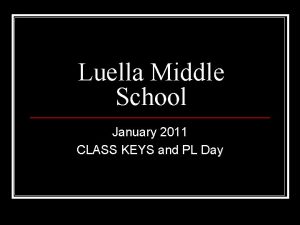 Luella Middle School January 2011 CLASS KEYS and