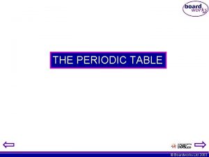 THE PERIODIC TABLE Boardworks Ltd 2003 Teachers Notes