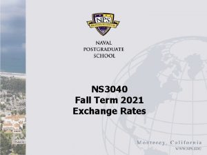 NS 3040 Fall Term 2021 Exchange Rates Exchange