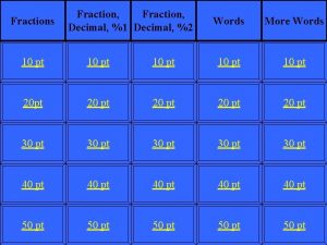 Fractions Fraction Decimal 1 Decimal 2 Words More