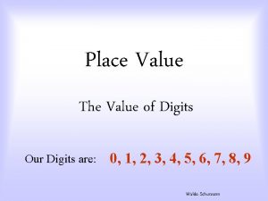 Place Value The Value of Digits Our Digits