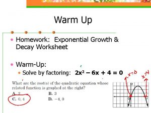 Warm Up Homework Exponential Growth Decay Worksheet WarmUp