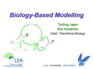 BiologyBased Modelling Tjalling Jager Bas Kooijman Dept Theoretical