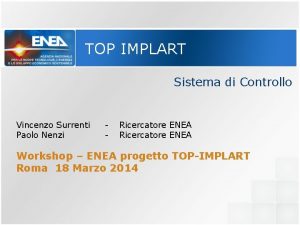 TOP IMPLART Sistema di Controllo Vincenzo Surrenti Paolo