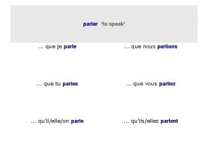 parler to speak que je parle que nous