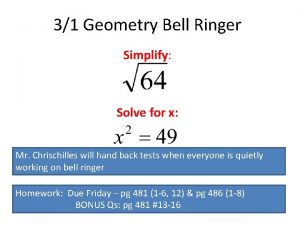 31 Geometry Bell Ringer Simplify Solve for x