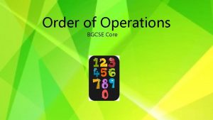 Order of Operations BGCSE Core 1 3 Order