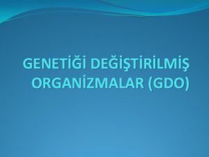GENET DETRLM ORGANZMALAR GDO Genetii deitirilmi organizma GDO