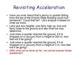 Revisiting Acceleration Have you ever heard that a