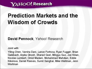 Research Prediction Markets and the Wisdom of Crowds