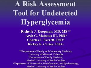 A Risk Assessment Tool for Undetected Hyperglycemia Richelle