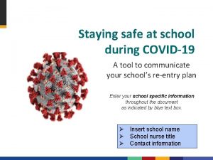 Staying safe at school during COVID19 A tool