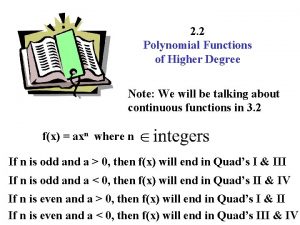 2 2 Polynomial Functions of Higher Degree Note