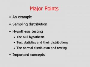 Major Points An example Sampling distribution Hypothesis testing