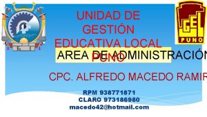 UNIDAD DE GESTIN EDUCATIVA LOCAL AREA PUNO DE