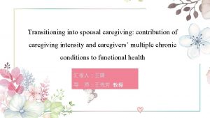 Transitioning into spousal caregiving contribution of caregiving intensity