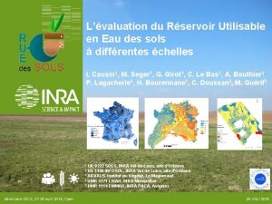 Lvaluation du Rservoir Utilisable en Eau des sols