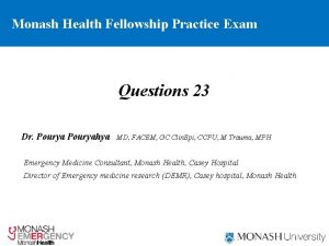 Monash Health Fellowship Practice Exam Questions 23 Dr