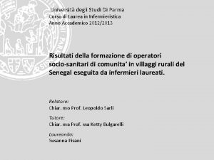 Universit degli Studi Di Parma Corso di Laurea