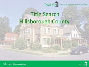 Title Search Hillsborough County Title Search Hillsborough County