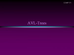 COMP 171 AVLTrees AVL Trees Slide 2 AVL