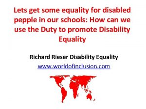 Lets get some equality for disabled pepple in