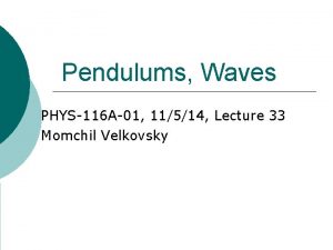 Pendulums Waves PHYS116 A01 11514 Lecture 33 Momchil