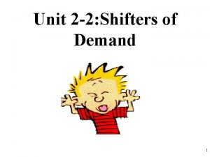 Unit 2 2 Shifters of Demand 1 Shifts