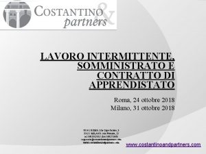 LAVORO INTERMITTENTE SOMMINISTRATO E CONTRATTO DI APPRENDISTATO Roma