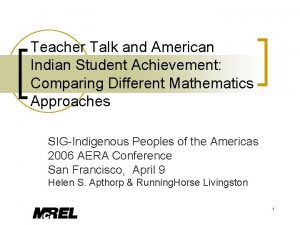 Teacher Talk and American Indian Student Achievement Comparing