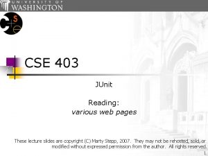 CSE 403 JUnit Reading various web pages These