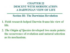 CHAPTER 22 DESCENT WITH MODIFICATION A DARWINIAN VIEW