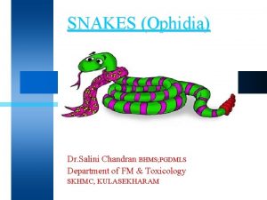 SNAKES Ophidia Dr Salini Chandran BHMS PGDMLS Department