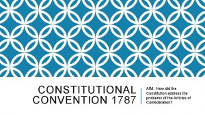 CONSTITUTIONAL CONVENTION 1787 AIM How did the Constitution