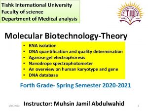 Tishk International University Faculty of science Department of