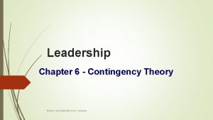 Leadership Chapter 6 Contingency Theory Mansoor Ullah Baig