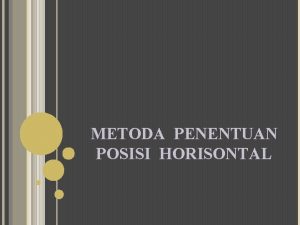 METODA PENENTUAN POSISI HORISONTAL METODA POLIGON Metoda Poligon