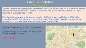 Lundi 29 octobre Franais I Le Pre Lachaise