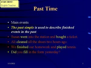ercan demir English Teacher Past Time Main events