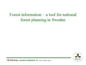 Forest information a tool for national forest planning