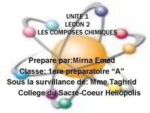 UNITE 1 LECON 2 LES COMPOSES CHIMIQUES Prepare