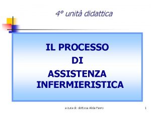 4 unit didattica IL PROCESSO DI ASSISTENZA INFERMIERISTICA