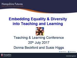 Embedding Equality Diversity into Teaching and Learning Teaching