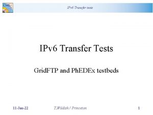 IPv 6 Transfer tests IPv 6 Transfer Tests