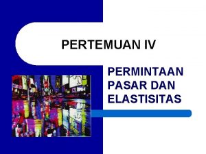 PERTEMUAN IV PERMINTAAN PASAR DAN ELASTISITAS Kurva Permintaan