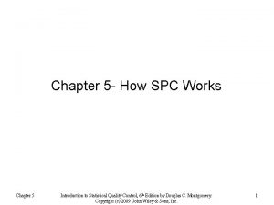 Chapter 5 How SPC Works Chapter 5 Introduction