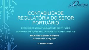 CONTABILIDADE REGULATRIA DO SETOR PORTURIO RESOLUES NORMATIVAS ANTAQ