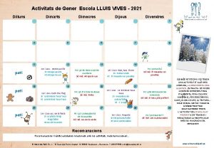 Activitats de Gener Escola LLUIS VIVES 2021 Dilluns