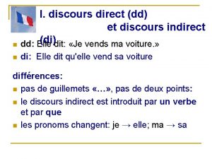 n I discours direct dd et discours indirect