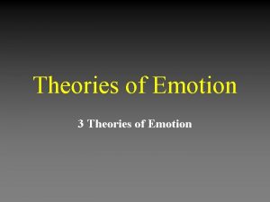 Theories of Emotion 3 Theories of Emotion 1